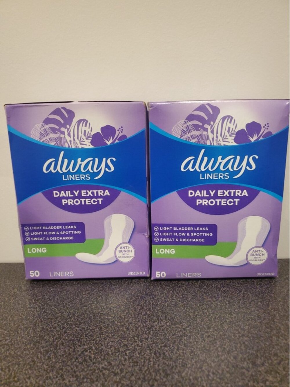 x2 Always Daily Extra Protect Liners ~Long ~50ct Unscented